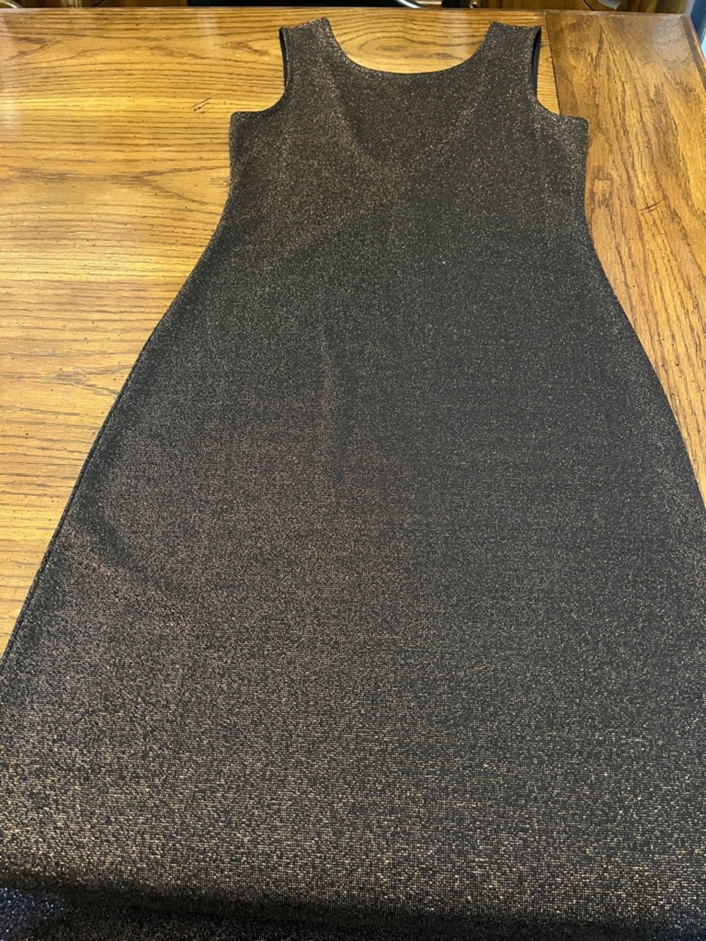 Gap Sleeveless Low Back Metallic Dress in‎ Black Gold, size small, NWT